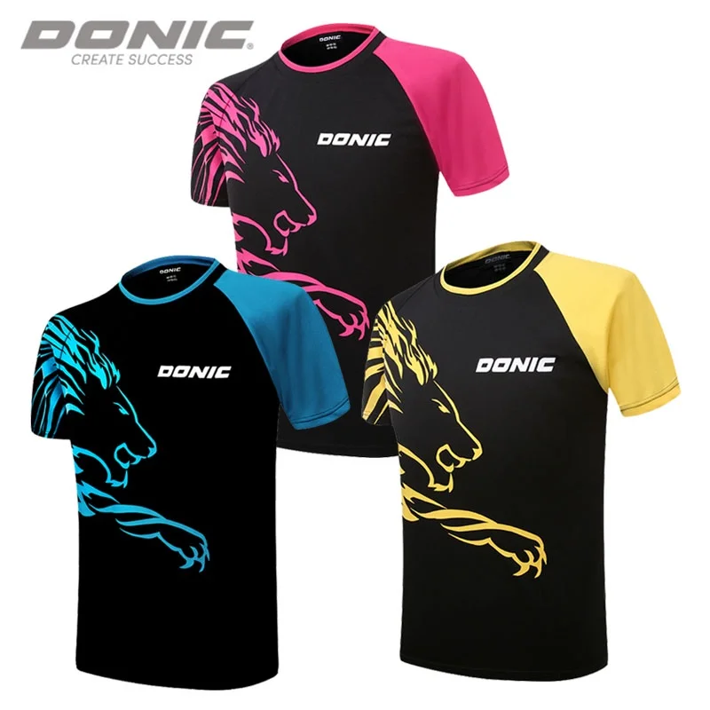 Authentic Donic Summer Sports Polyester Round Neck Table Tennis Wear Jersey T-shirt Top for Men and Women 83276 Children's Size