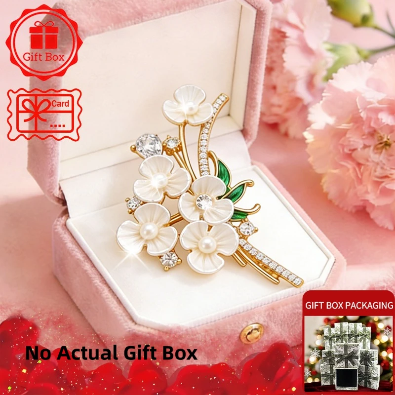 

Flower Brooch with gift box, 2026 new style, elegant and fashionable. Wearing at daily and holidays. Good gift choices.