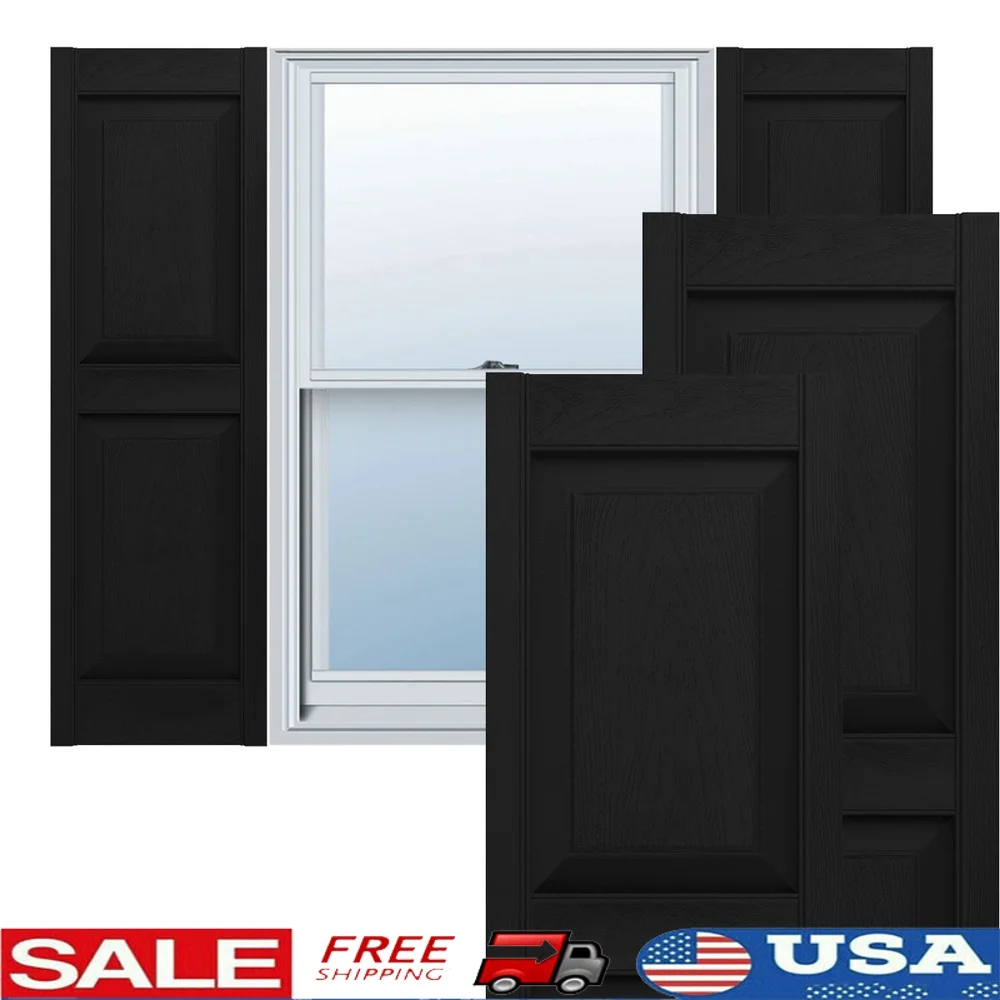 

Vinyl Raised Panel Shutters Set of Two Durable Installation Hardware Included 12W x 67H Elegant Design Home Exterior