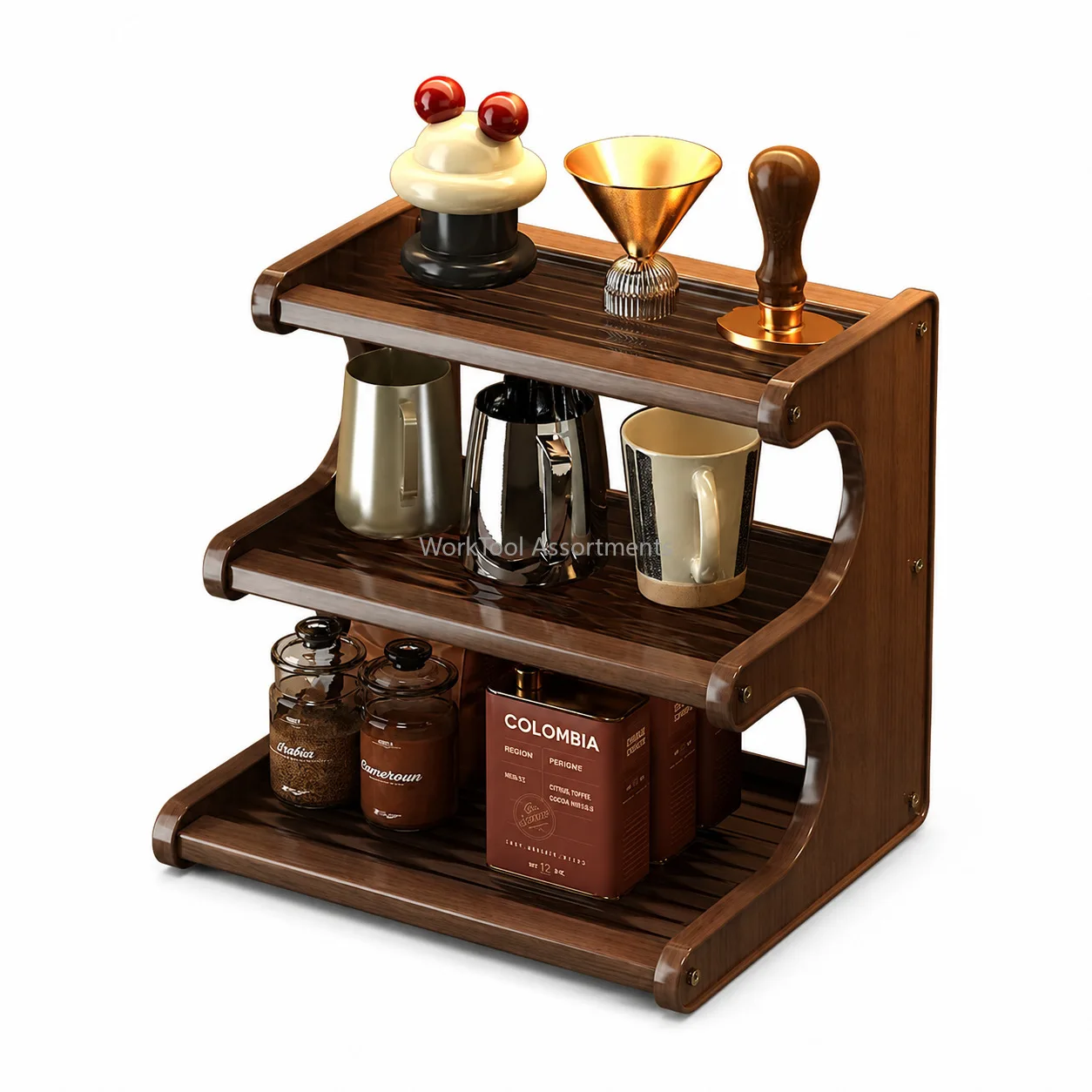 Simple Trapezoidal Step Desktop Storage Rack, 3‑Tier Layered Organizer for Mugs Teacups for Kitchen Home Office Small‑Space Use
