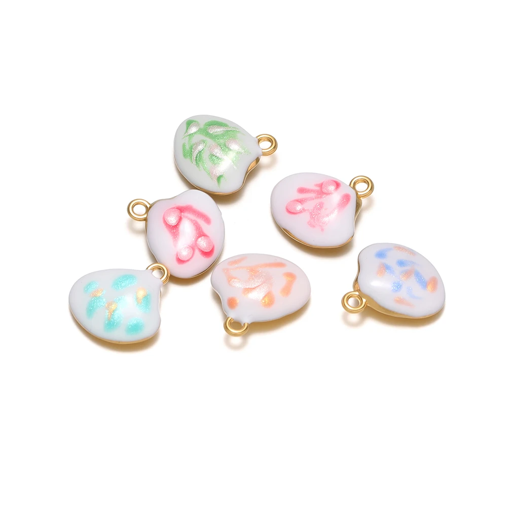 5pcs Stainless Steel Enamel Shell Charms Gold Solid Pendants for DIY Fashion Jewelry Necklace Findings Bracelets Earrings Making