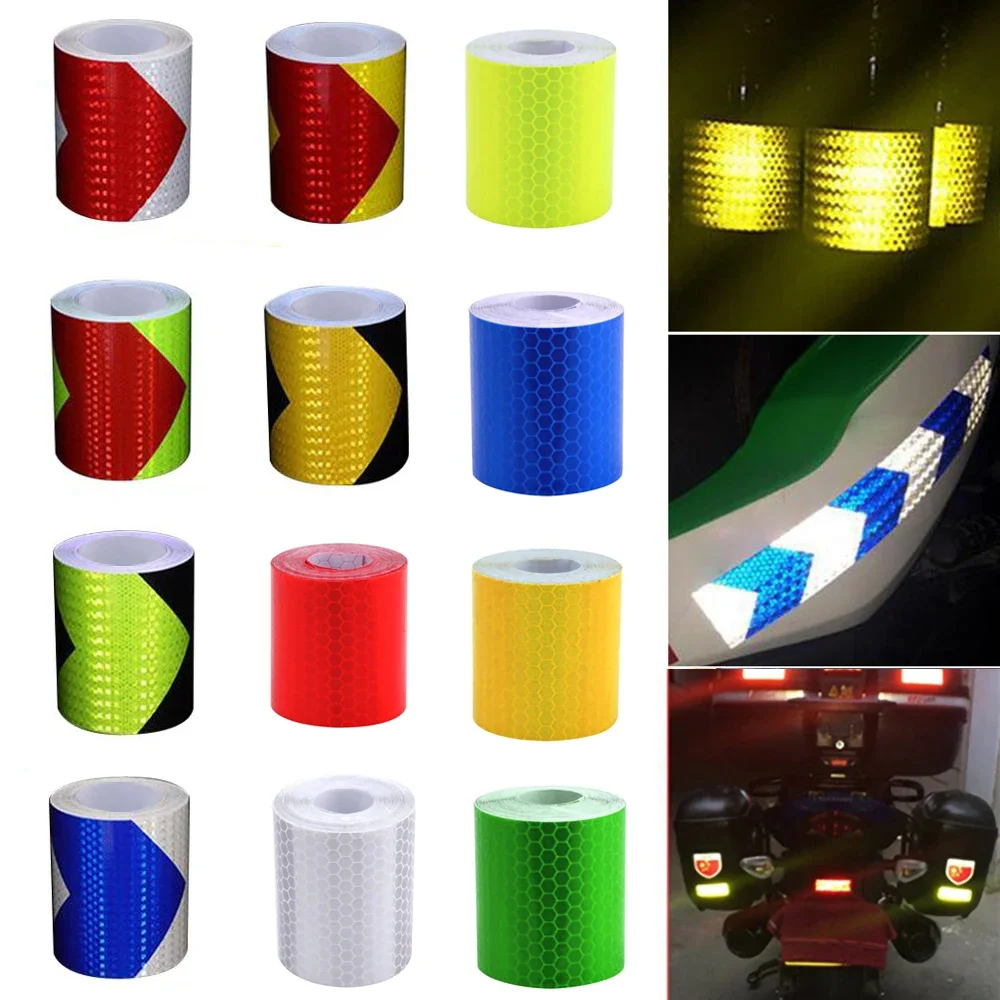 1M Car Sticker Reflective Warning Safety Tape Reflector Protective Car Decoration Sticker for Motorcycle Trucks Stickers