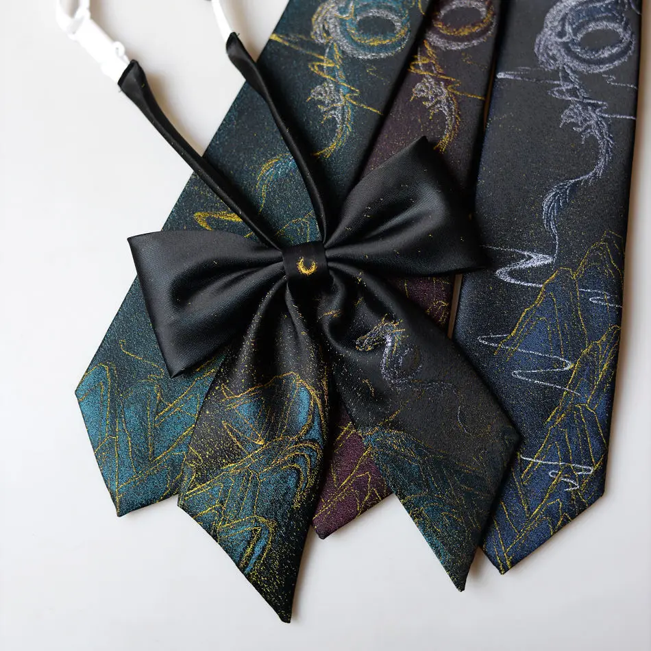 Moon Dragon Roar JK/DK Krawatte Herren-Uniformhemd, kleine Accessoires, vielseitige Jacquard-Fliege für Damen, formell