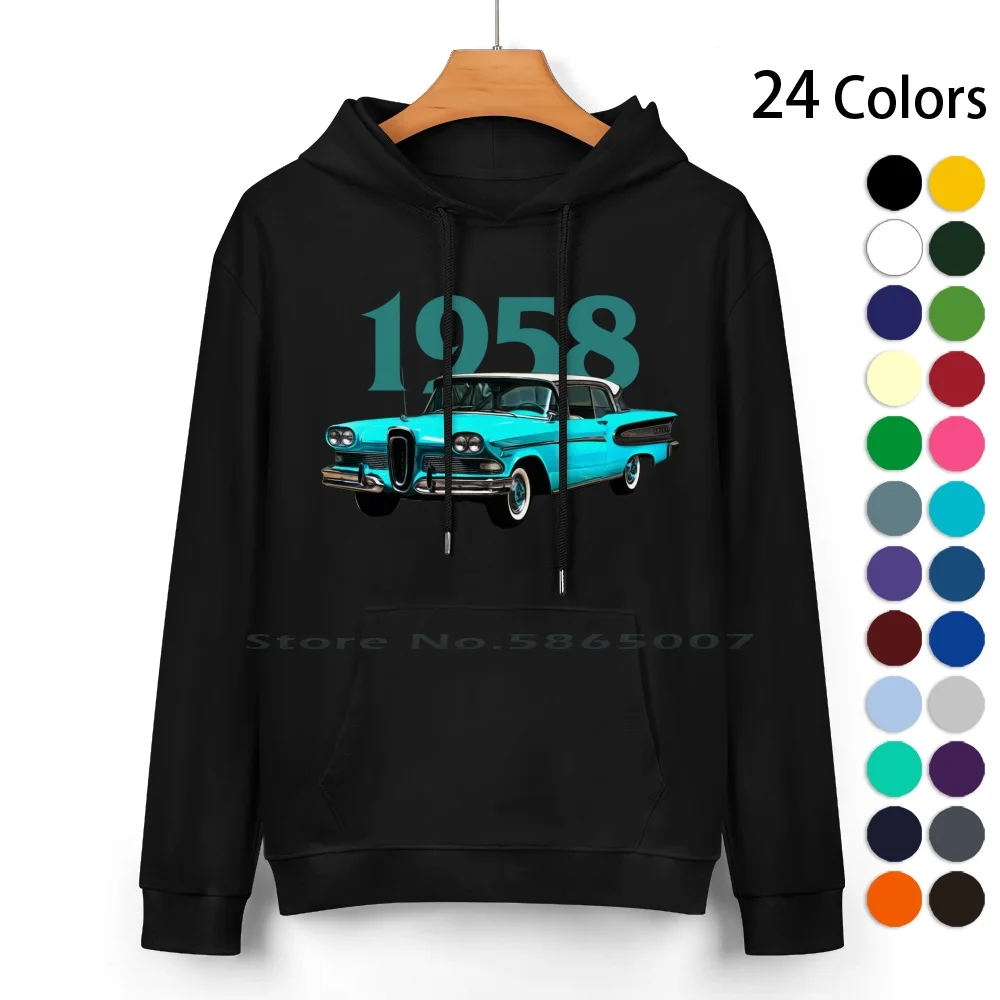 

Untitled Pure Cotton Hoodie Sweater 24 Colors Edsel 1958 1960 1959 Ranger Stencil Logo Car American Muscle Classic Vintage 100%