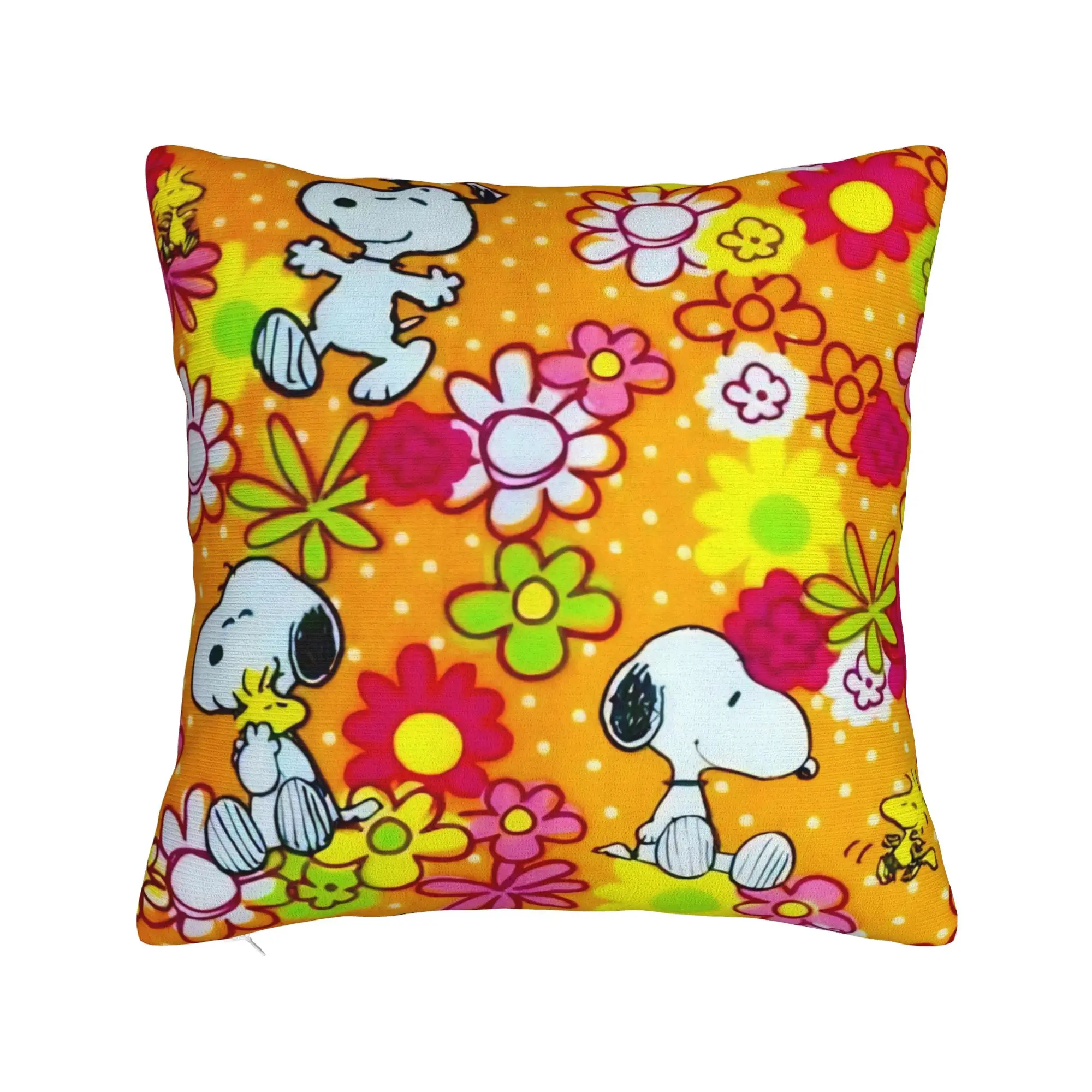 Kawaii 90s S-Snoopys Square Pillow Case  Cushion Covers Vintage Zipper Decorative Pillowcase for Home 40*40cm