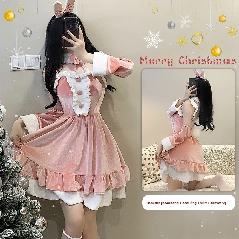 Spicy Girl Christmas Sexy Spicy Bra Splice Slim Christmas Dress Elegant Clothing Red Sweet Women Socks Costume disfraz mujer