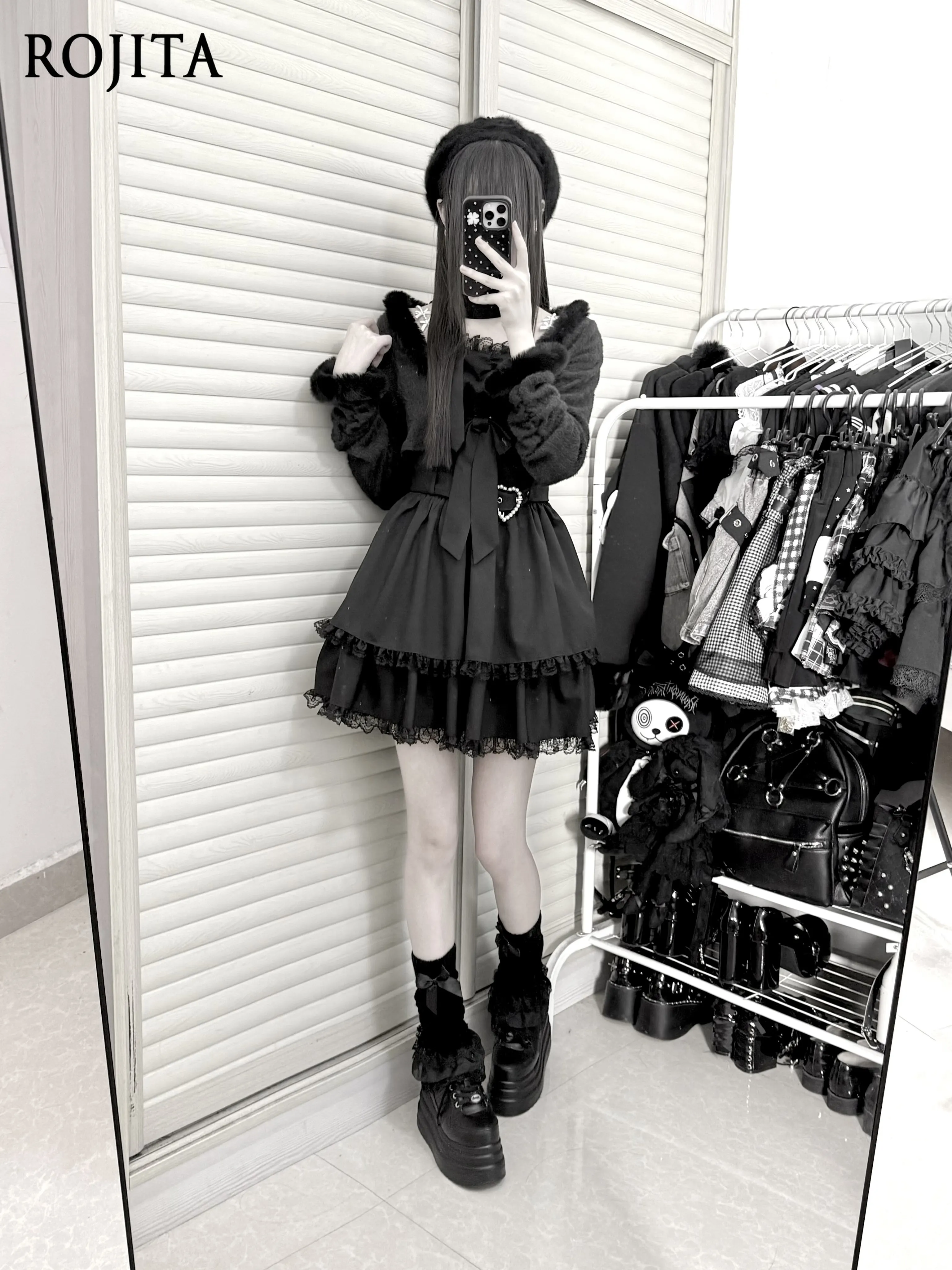 

Mass-produced Lace Long-sleeve Jacket and Suspender Dress Set Cute and Charming Japanese Style Two-piece Set for Women