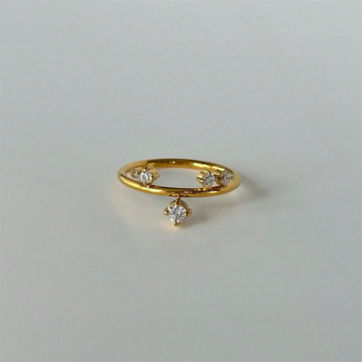 Vintage 18K Gold Plated Stainless Steel Snowflake Zircon Ring for Women Fashion Jewelry Party Gifts