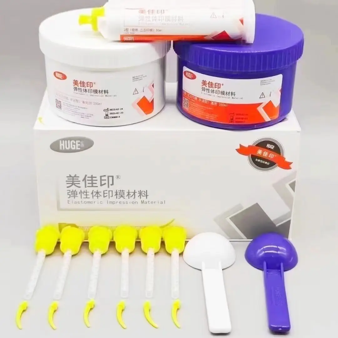 Fotografia 3: Newtry material de impressão elástica de borracha de silicone dental corpo pesado luz arma de borracha cópia conjunto de material de filme de impressão