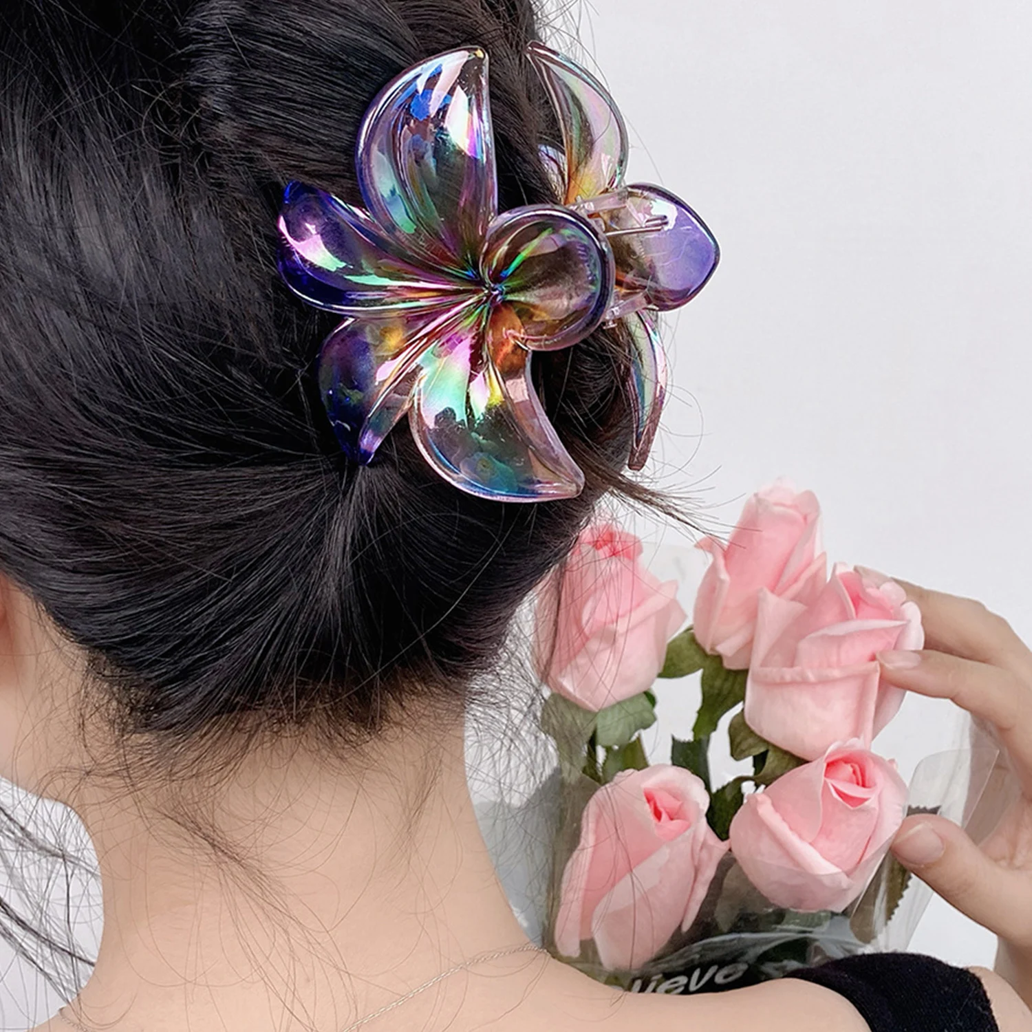 Hair Flower Clips Hawaiian Plumeria Beach Flowers Claw Barrettes Accessories Barrette Kids Colorful Women Piece Artificial