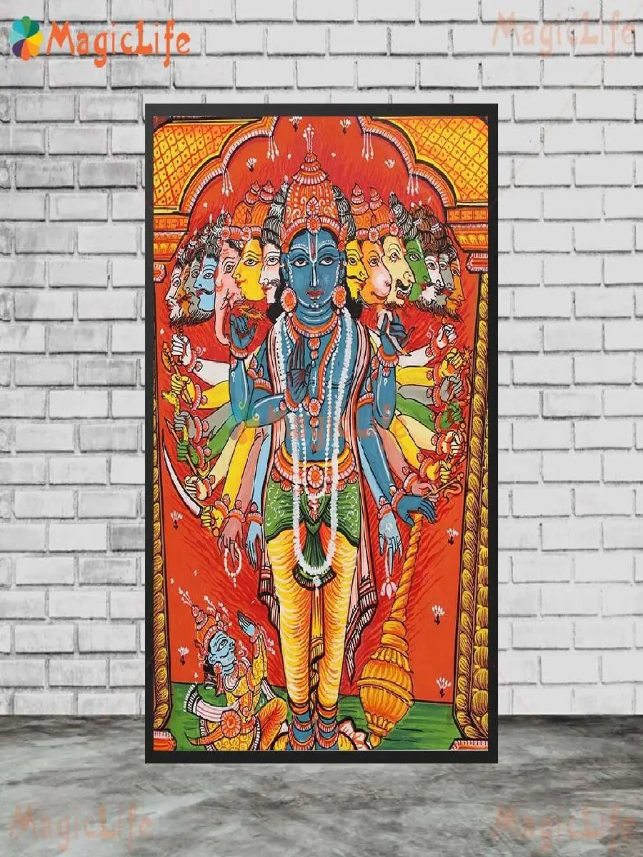 Vishnu Avatar Vamana  Lord Krishna Canvas Wall Art for Living Room Hindu Deity Unframed Poster