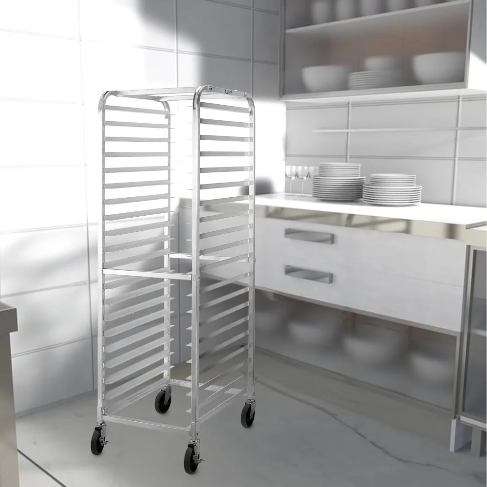 Bun Pan Rack 20 Tier with Wheels, Commercial Bakery Racking of Aluminum for Full & Half Sheet - Kitchen, Bun Pan Rack