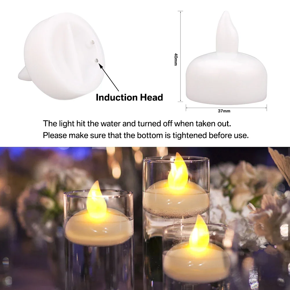 12-48pcs LED Floating Candles Flameless Flickering Tea Lights Candles for Bathtub Swimming Pool Vase Valentine Christmas Decor image 6