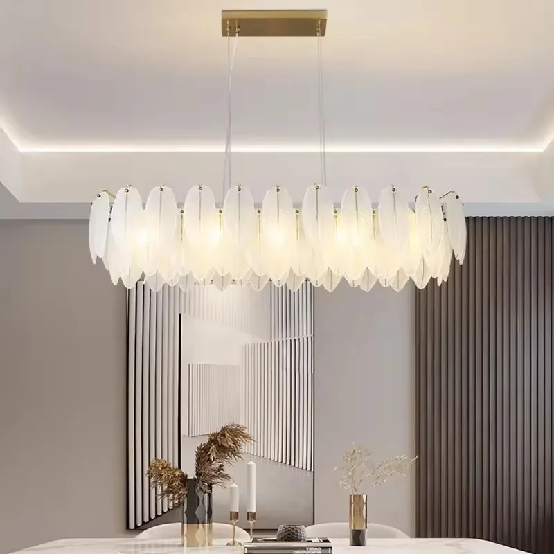 Imagem -04 - Lustre de Cristal com Penas Lâmpadas de Teto Vidro Pós-moderno Uso Doméstico Simples Sala de Estar Quarto Sala de Jantar Luz Luxuosa