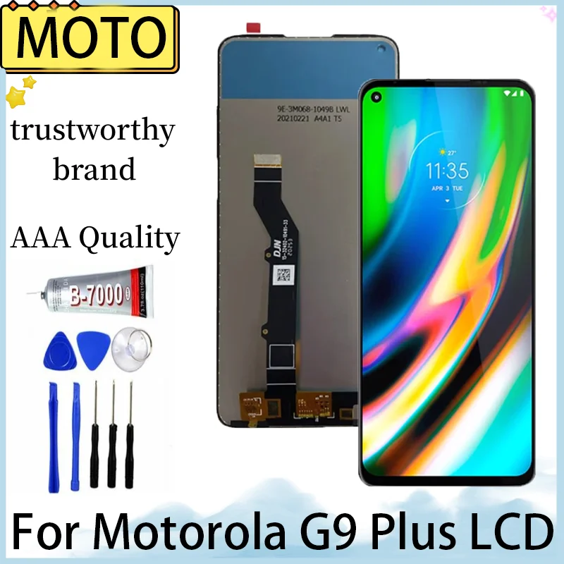 

ЖК-дисплей 100% дюйма для Motorola Moto G9 Plus с сенсорным экраном и дигитайзером в сборе с рамкой для замены экрана Moto G9 Plus