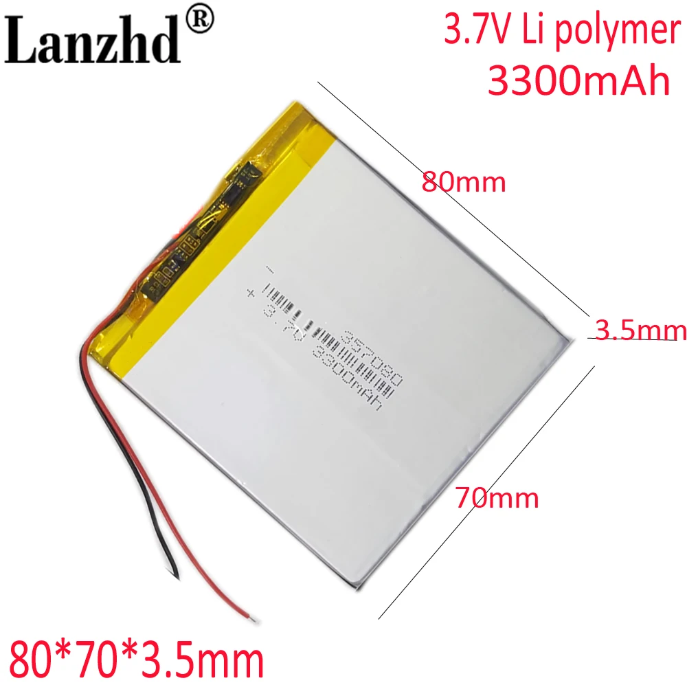 357080 367080 For Noah ne600 Tutor King point Reader tablet 3300mAh 3.7v battery 407080  For Mp3 7 inch 8 inch