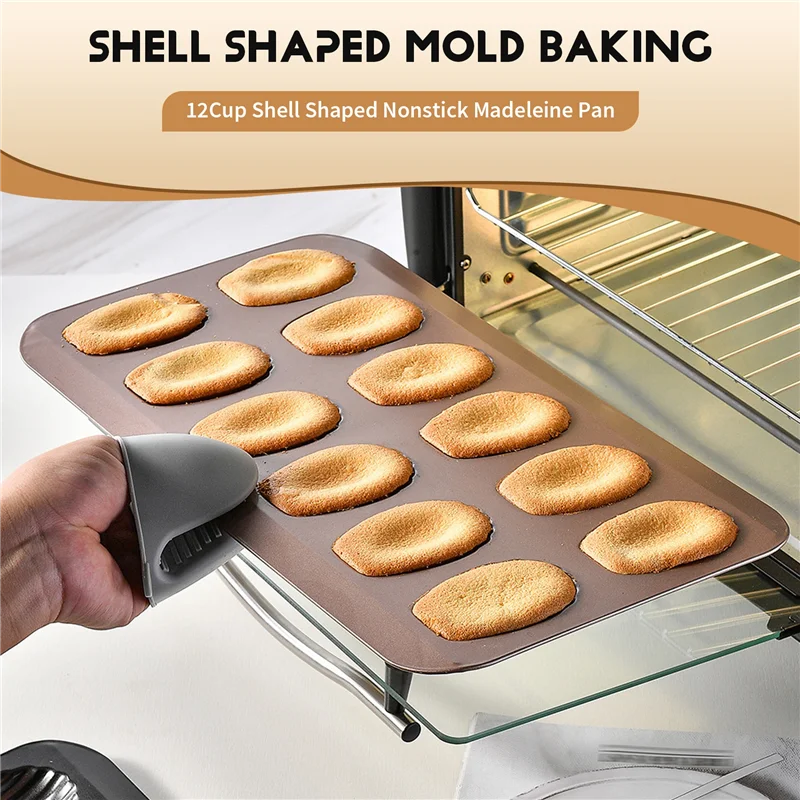 AT59 12Cup Shell Shaped Nonstick Madeleine Pan Carbon Steel Mold Baking Mould Tools