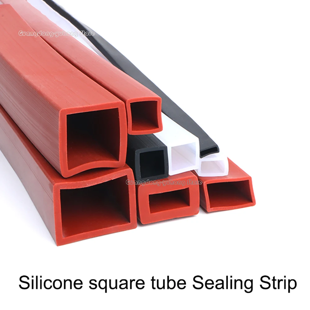 Silicone Hollow Square Tube Rectangular Profile Sleeve Heatproof Rubber Pipe Mechanical Shockproof Sealing Packaging Strip Parts
