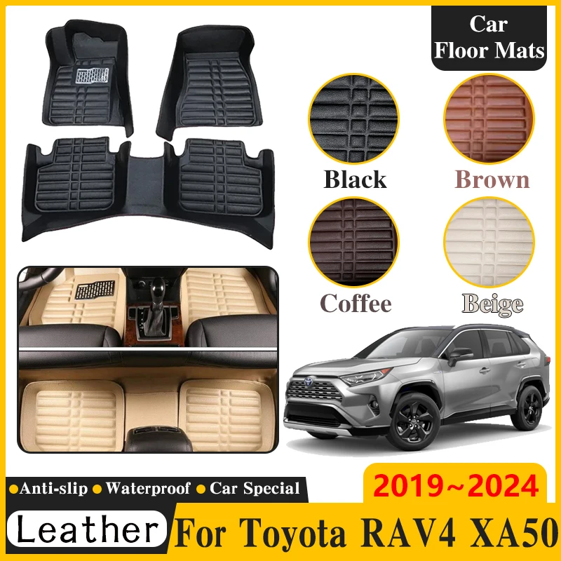 

Car LHD Floor Mat for Toyota RAV4 XA50 2019~2024 Leather Panel Liner Carpet Custom Foot Part Inner Rug Interior Auto Accessories