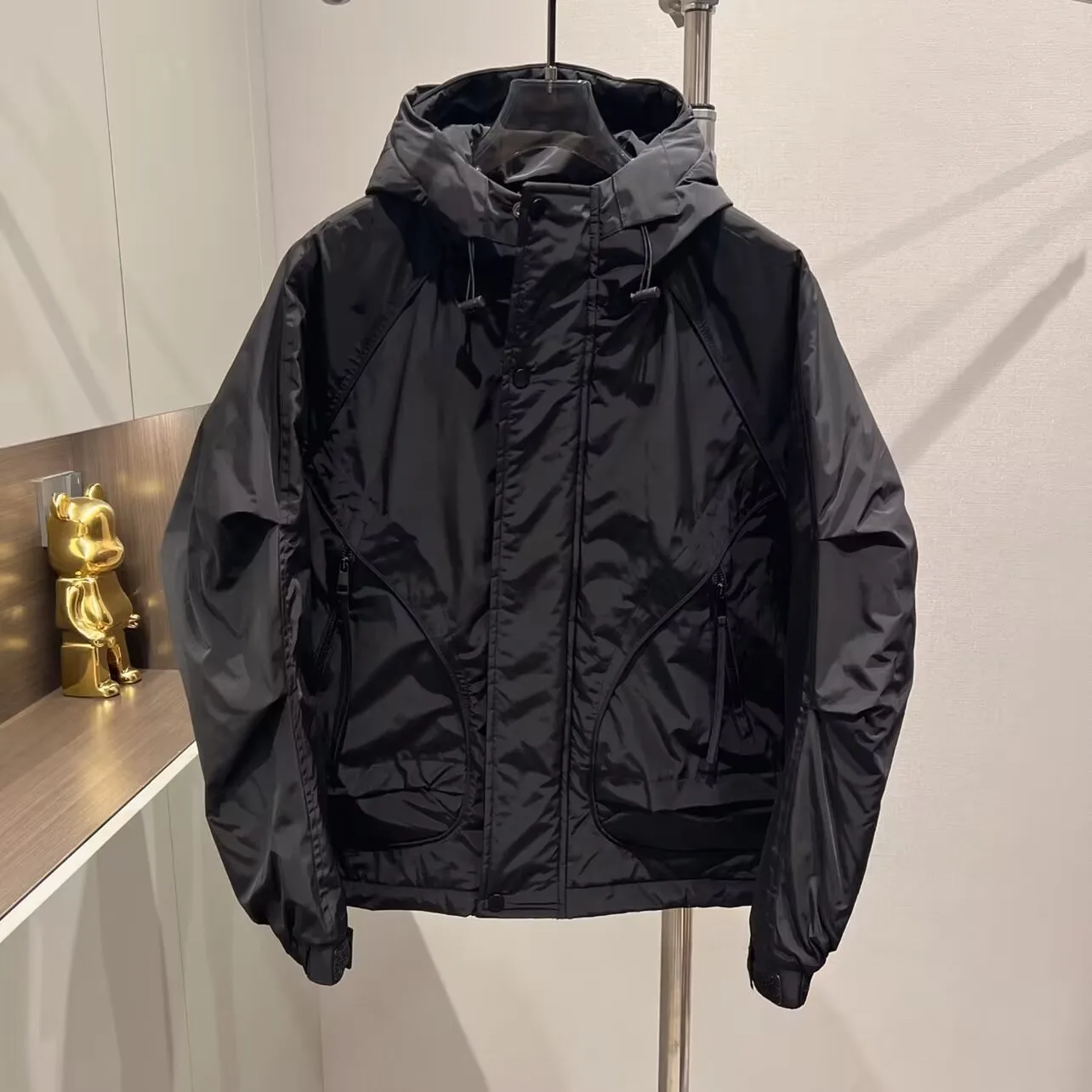 

Мужская повседневная куртка-жакет 2024, осенняя новинка, из полиэстера, немнущаяся, длинная, на молнии, с капюшоном, рабочая одежда