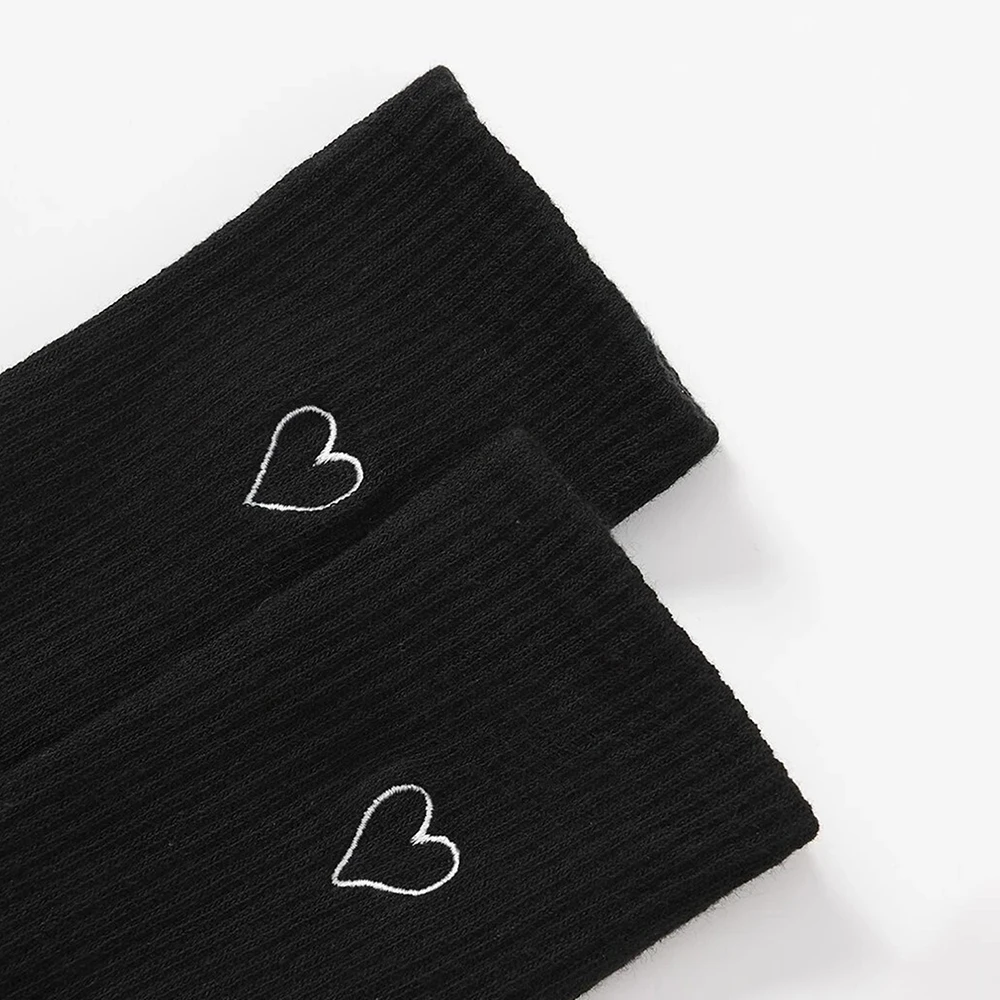 6 Pairs Women Heart-shaped Pattern Round Neck Socks Fashionable Versatile Comfortable Socks Lightweight Casual Mid Length Socks