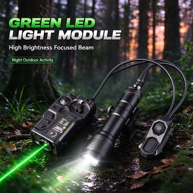 Tactical Green LED Light With Remote Switch, Bright Focus Beam, Rail Mount Bracket, Night Hunting Outdoor Gear