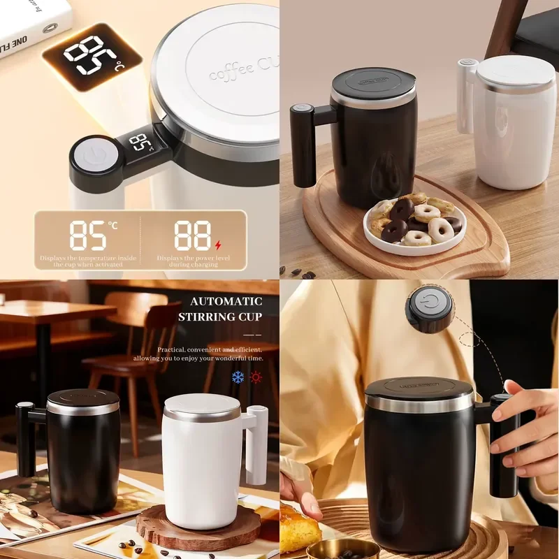 for New Fashionable Stainless Steel Intelligent Automatic Electric Mixing Cup Coffee Milk Magnetic Rotating Self Stirring
