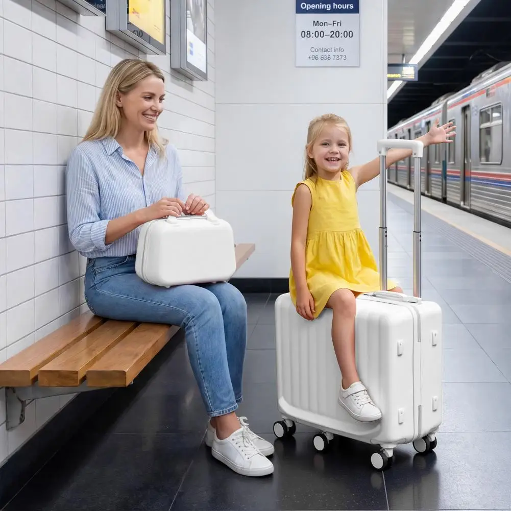 20 Inch Kids Scooter Ride-On Luggage 6 Spinner Wheels Foldable Pedal Retractable Handle Hardshell Carry-On Suitcase for Travel