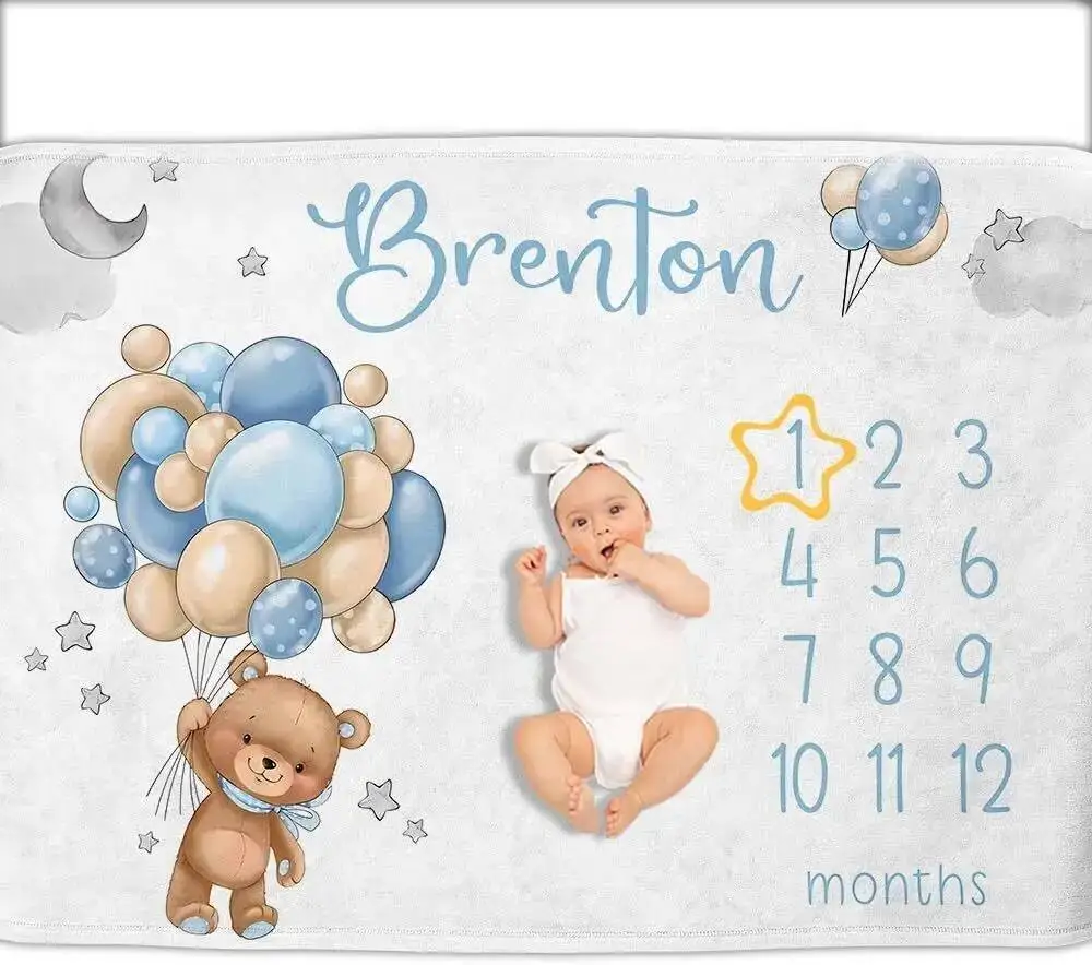 Personalized gifts for customizing baby names, monthly milestone blankets for baby girls and boys,and baby growth chart blankets