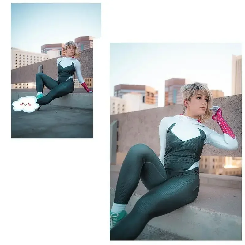 Spidder Gwen Cosplay Costumes for Adult Kids Gwen Stacy Costume Zentai Jumpsuit Bodysuit Halloween Clothes