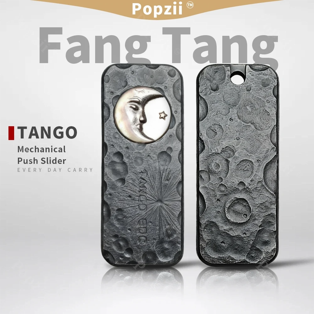 TANGO EDC Titanium Hand Carved Meteorite Craters Mechanical Push Slider Fidgeting Toys Office Stress Relief Gadgets Anxiety Toys