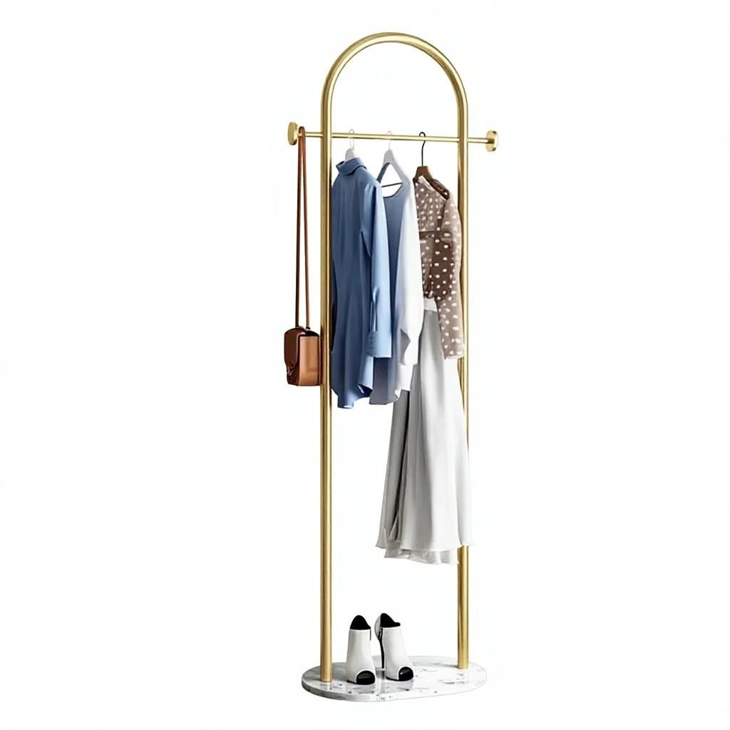 Modern simple metal floor-to-ceiling hangers, suitable for bedrooms, living rooms, entrances - small size luxury home hangers