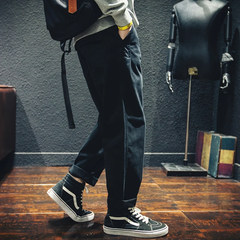 Loose Straight Leg Cotton Casual Pants Men's Comfortable Black Large Size Workwear Trousers Spring Autumn Fashionable
