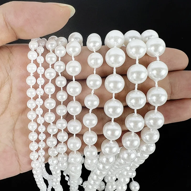 3meter ABS Imitation Pearl Round Beads String Chain Garland Wedding Party Decoration DIY Clothing Accessories Jewelry Making