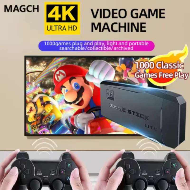 Игровые палочки M8, консоль 2,4G, двойной беспроводной контроллер, игровая палка 4K, 20000 игр, 64 ГБ, ретро-игра для дропшиппинга, рождественский подарок