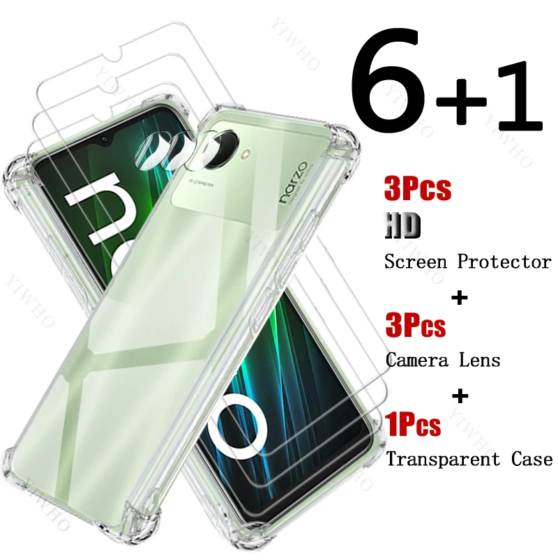 Full Cover Gehard Glas Screen Protector Voor Realme Narzo 50i Prime Soft Shockproof Case Veiligheidscamera Lens Voor Realme 50 I Hd