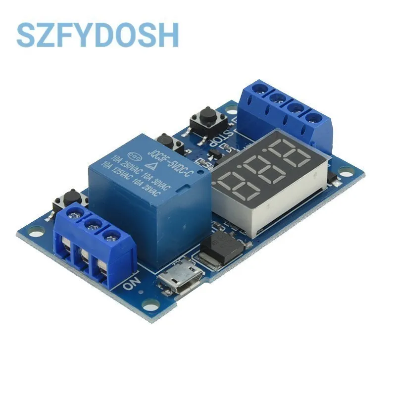 1 Channel 5V Relay 6-30V Relay Module OFF/ON Switch Trigger Time Delay Circuit Timer Cycle 999 minutes Adjustable XY-J02