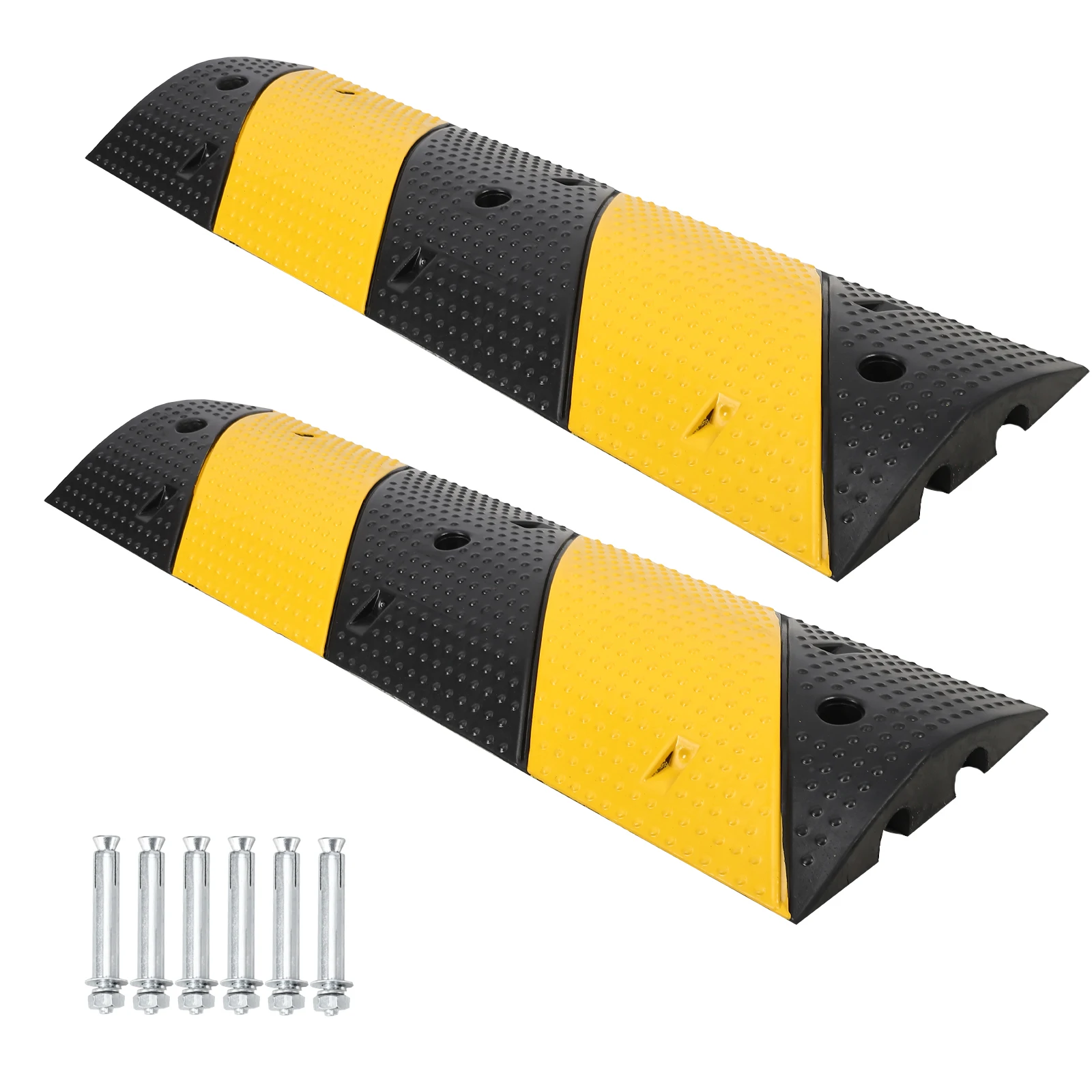 Speed Bump, 2 Pack 3.3 Ft Rubber Speed Bumps for Asphalt Road Driveway, 25000 lbs Load Capacity Modular Cable Ramps