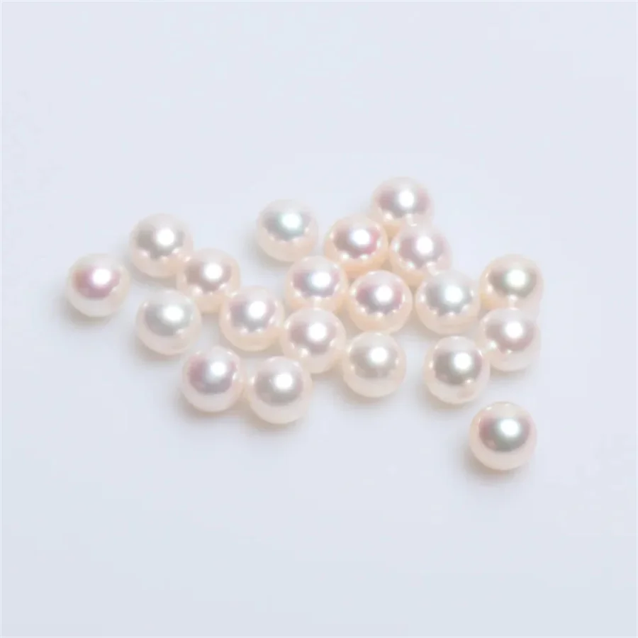 High Luster Natural Freshwater Pearls 2A 3A 4A 5A Cultured Loose Beads Round Beads Half Hole Pearl for Jewelry Making DIY