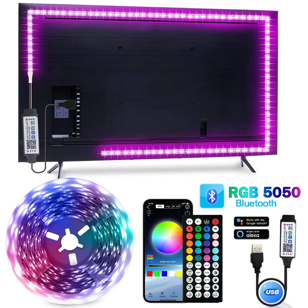 yZ[zWiFi LEDXgbvCg USB 5050 RGBve[v erPCobNCg AvΉ Alexa GoogleAg [Cg 5M 10M 15M 20M tLVu_CI[h