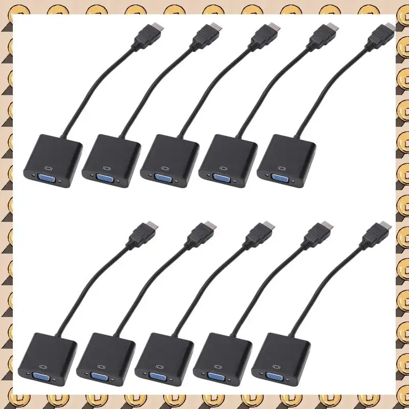

A003 10X To VGA Male To VGA RGB Female Video Converter Adapter Male To Female Cable 1080P For PC Converter(Black)