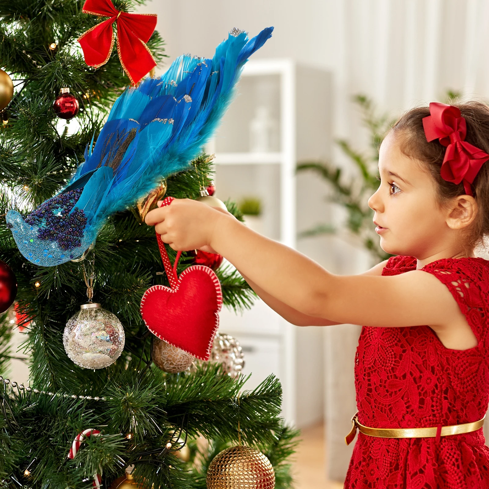 

1pcs Christmas Animal Figure 3D Peafowl Ornament Xmas Tree Decoration Party Accessory Resin Craft Home Garden Centerpiece
