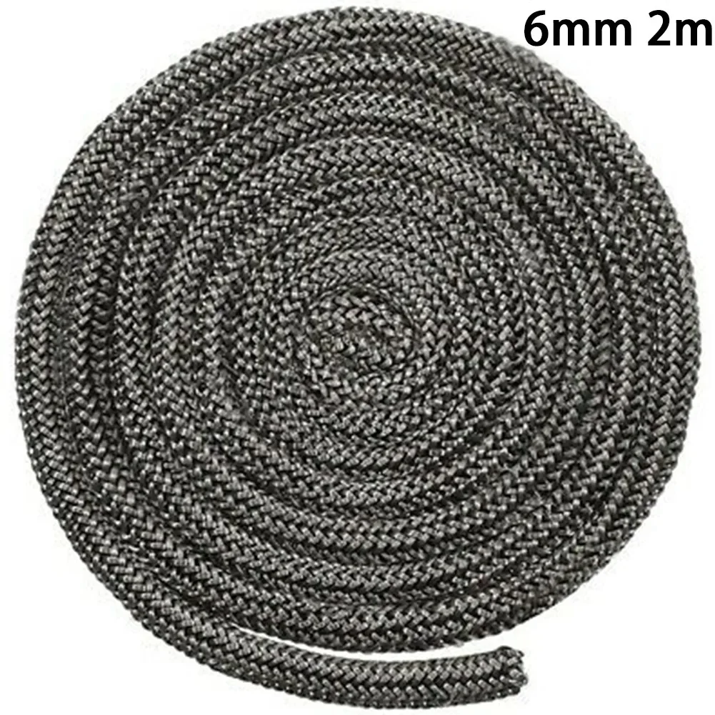 2m 6/8mm Glasvezel Touw Afdichting Kachel/Vuurtouw Houtkachel Logbrander Deurafdichting Hoge Temperatuur Brandwerende Afdichtingstouw