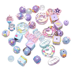 1-10pcs Blue Purple Acrylic Handmade Candy Letter Heart Star Beads for Bracelet Necklace Keychain DIY Jewerly Craft Making