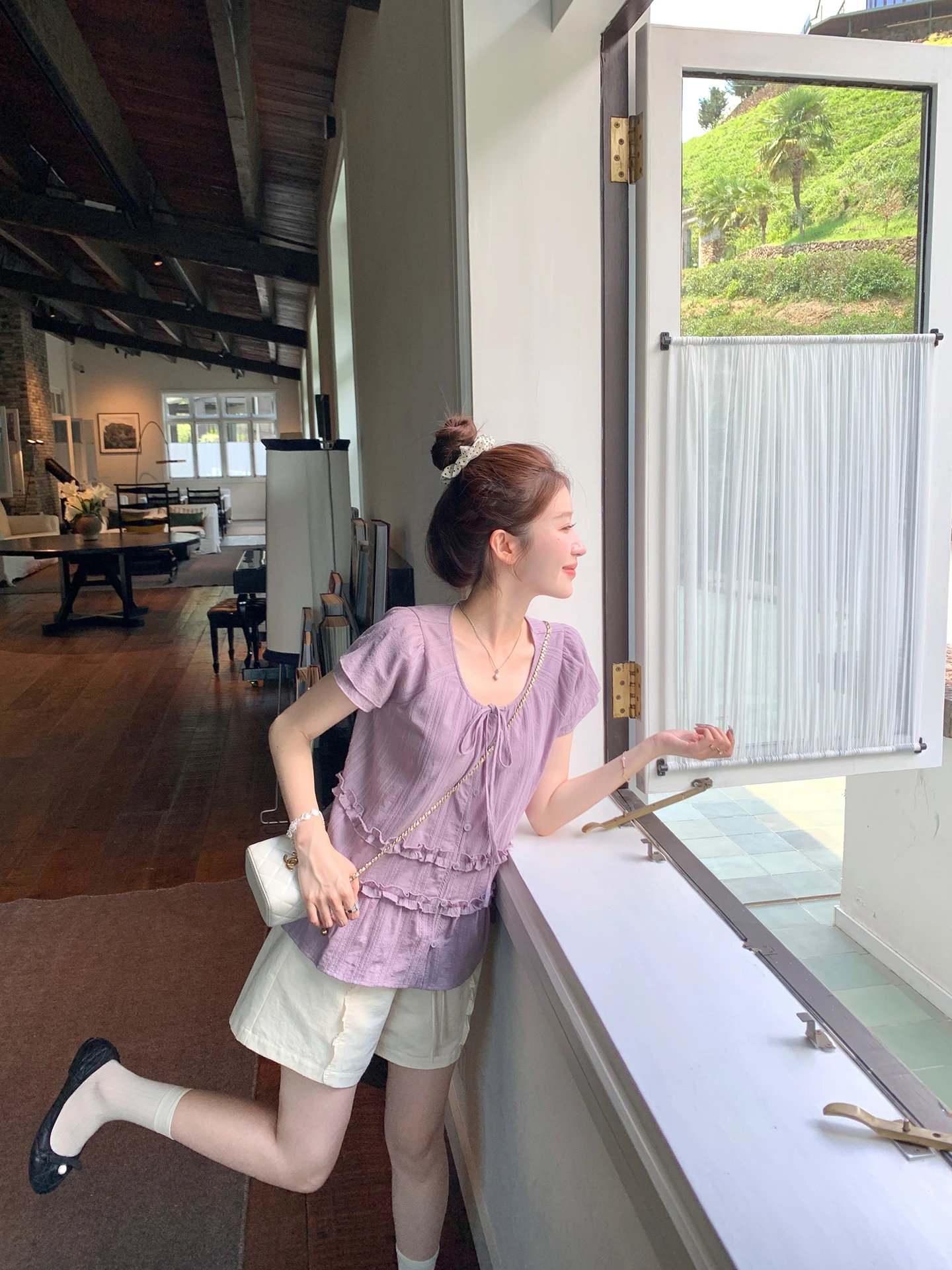 

Футболка Sweet Doll YANUOYU Bougainvillea Praise Design с коротким рукавом-фонариком, свободного кроя, из чистого хлопка, с круглым вырезом