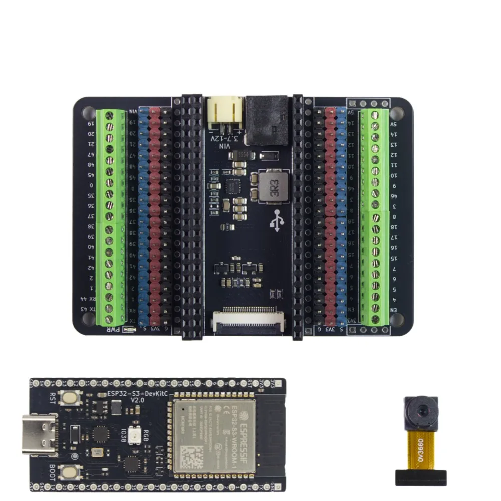 ESP32-S3 Expansion Board Designed for ESP32-S3-DevKit Wide Input 3.7~12V 3A Output Onboard Camera Driver Circuit Dual‑Width