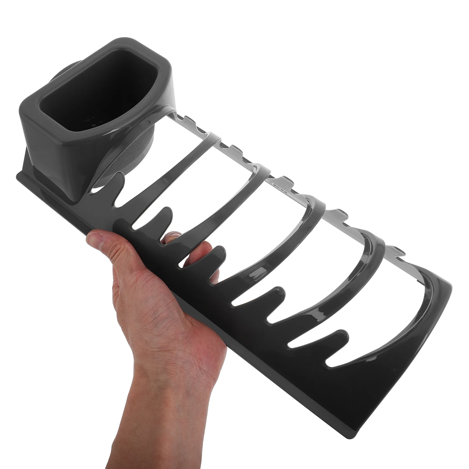 

Dark Grey Upright Kitchen Plate Holder Organizer Dish Drying Rack Chopsticks Utensil Storage for Countertop and Cupboard