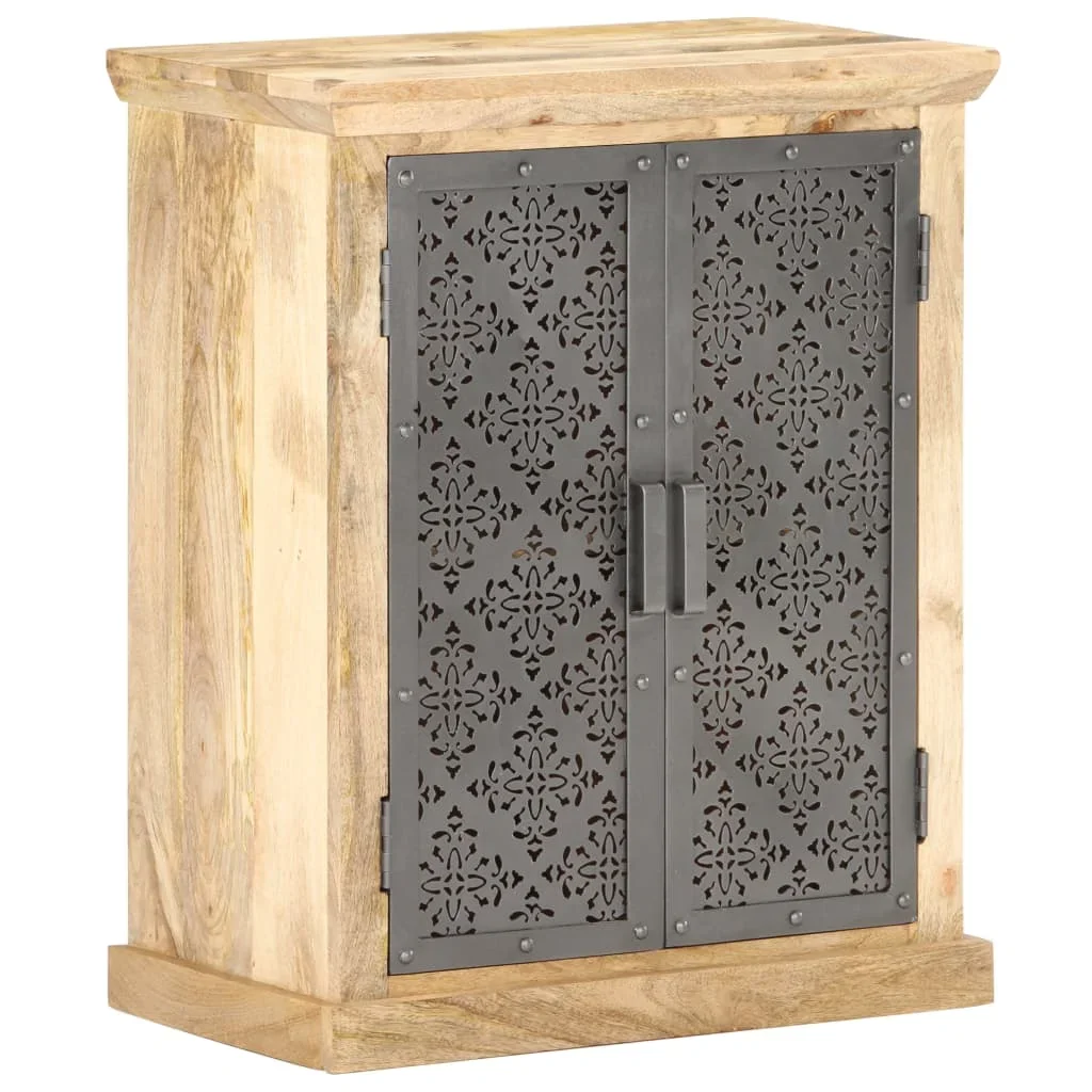 Buffet with steel doors 60x35x75 cm solid mango wood