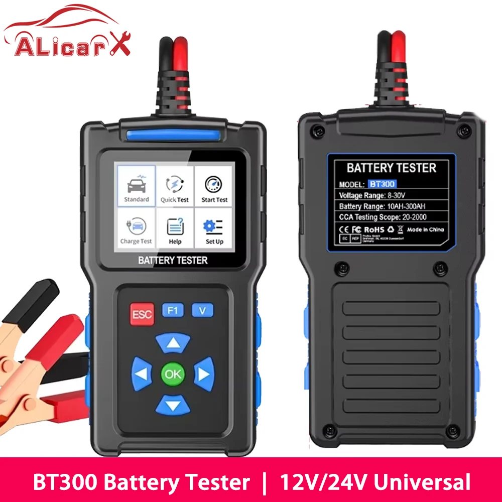 BT300 Car Battery Tester Car Battery Tool Car Battery Tester 6V/12V Battery System Detect Auto Battery Analyzer Car Battery Tool