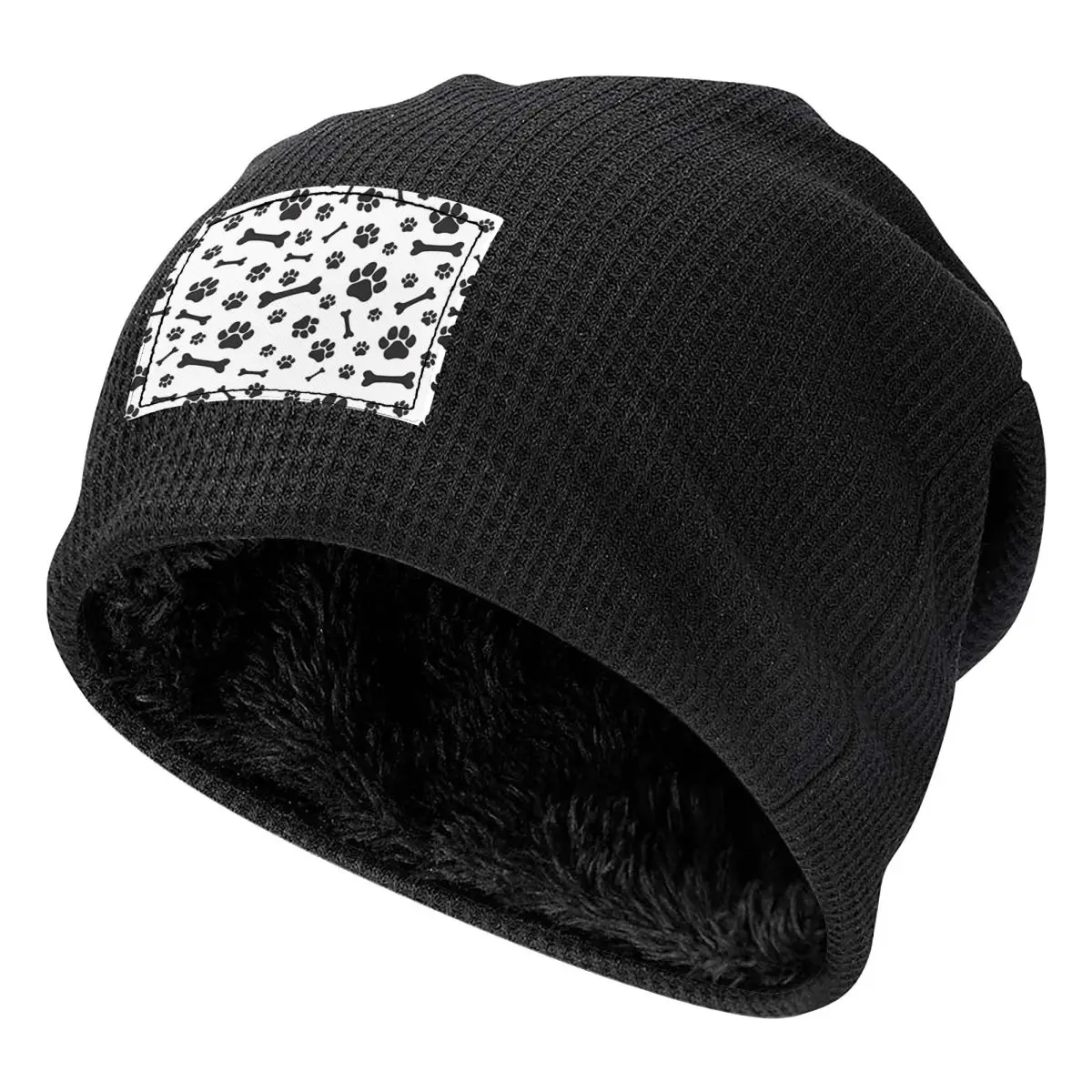 Colorful Dog Paw Print 3 Men Women Adult Beanies Caps Fleece-Lined Bonnet Hat Warm Hip Hop Autumn Winter Outdoor Skullies Hats